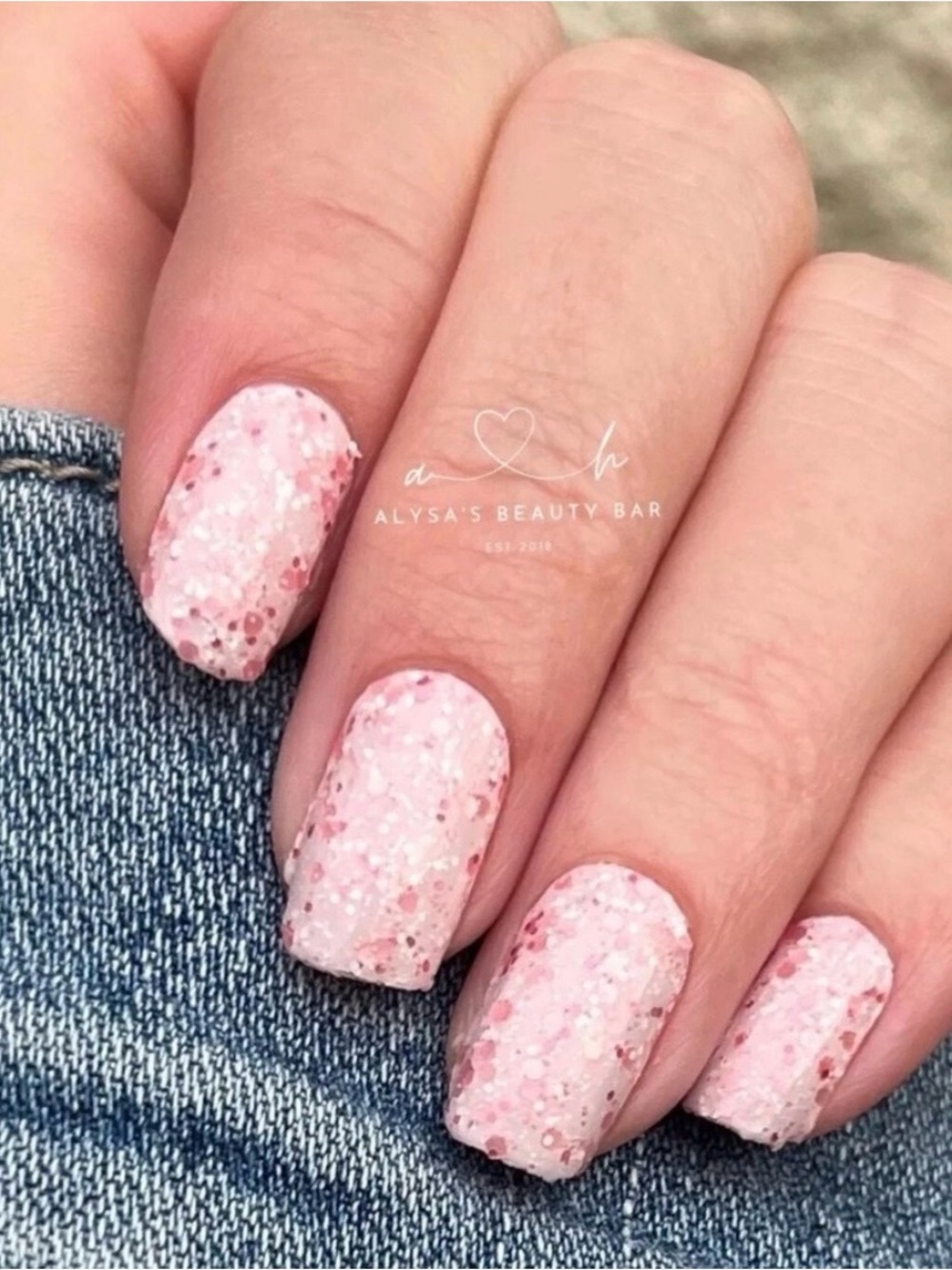 Pinkie’s Up; Pink Glitter Press-On Nail Polish stickers